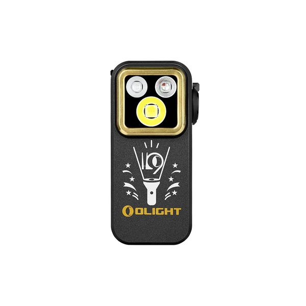 Olight Black Oclip Pro with Gold Bezel and 3 LED Light Sources for Everyday Carry and Illumination