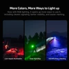 Olight Oclip Pro RGB lighting scenarios, including red for low-impact, green for clear signaling, and blue for tent marking.