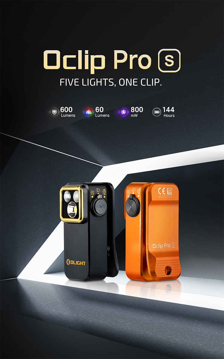 Oclip Pro S 5 in 1 EDC Clip Flashlight UV RGB Magnetic Light