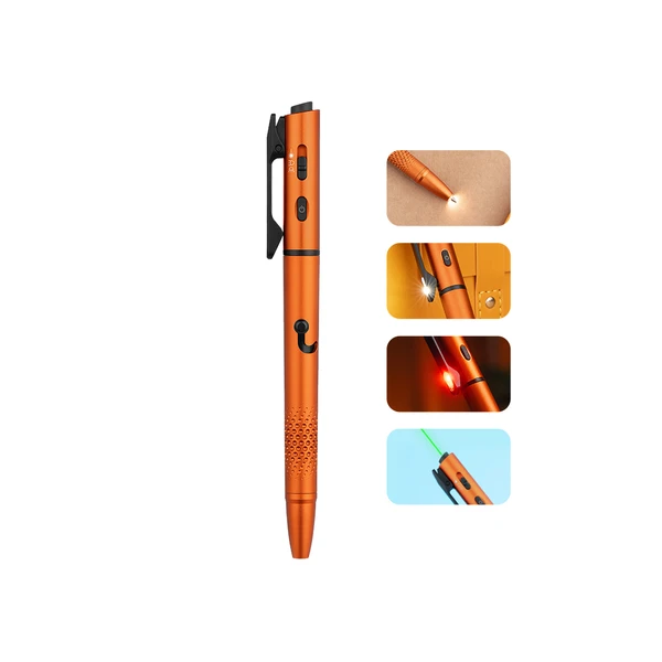 Olight Orange Open 3 Penlight with Laser Pointer and LED Light for Office and EDC Use