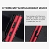 Olight Red Open 3 Penlight Close Up with Switch and Bolt Action Details for Easy Multi Light Source Access