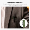 Olight Green Open 3 penlight clipped in a suit jacket pocket, demonstrating its portability and easy access.