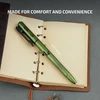 Olight Green Open 3 penlight with textured grip and pocket clip, shown with 6.10 inches in length for comfortable writing and everyday carry.