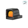 Olight Osight red dot sight with orange tinted lens and brightness control buttons isolated on a white background