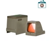 Olight OSIGHT red dot sight and charging case in tan.