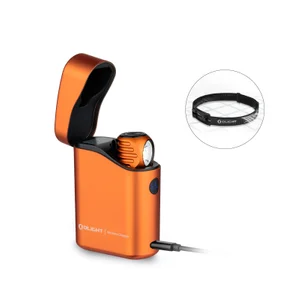 Olight Orange Perun 3 Mini and Baton 4 Premium with Wireless Charger and Headband for Everyday Carry