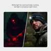 Olight Perun 3 Mini Black Headlamp showing red light for camping gear search and white light for outdoor night vision