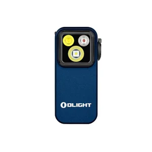 Olight Blue Oclip Pro front view with multi-purpose light, ideal for everyday carry and outdoor adventures.