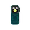 Olight Green Oclip Pro front view with multi-beam lighting and textured compass design for everyday carry and utility.