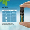 Olight blue and orange Imini 2 keychain flashlight held in hand with output specifications for portability.
