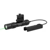 Olight tactical weapon light with green laser and remote pressure switch.