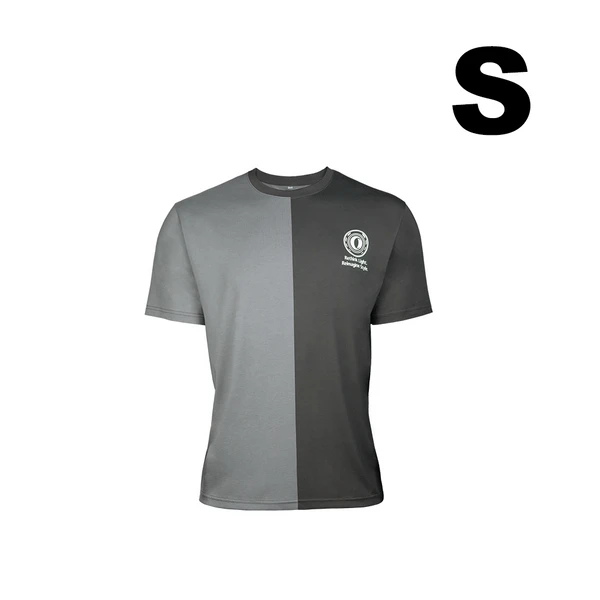Men's two-tone gray short sleeve t-shirt, S size, with white logo and text "Redlink Light, Reimagine Style"