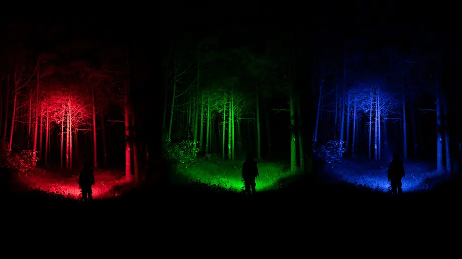 The RGB colour model combines red, green, and blue light