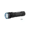 Olight Black Seeker 4 Pro Flashlight with Blue Bezel and Textured Grip for Everyday Carry and Outdoor Lighting