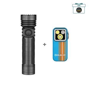 Olight Black Seeker 4 Pro Flashlight and Blue Oclip Pro Clip-on Light Bundle for Outdoor and Everyday Carry Use