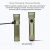 Olight Green Seeker Ultra Flashlight showing USB-C and Magnetic Dual Charging options for versatile outdoor power.
