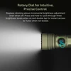 Olight OD Green Seeker Ultra Flashlight Close Up on Rotary Dial Dimming Feature for Brightness Control