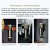 Olight Green Seeker Ultra Flashlight in USB-C Charging Holster Mounted on Belt Vehicle Console and Wall for Versatile Carry