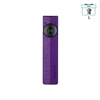 Purple Olight Arkfeld Pro flat flashlight with laser UV LED light and rotary switch on white background