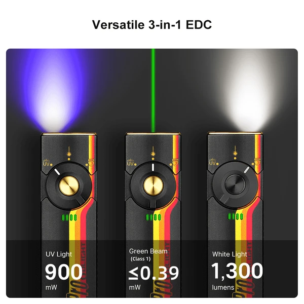 Arkfeld Pro Flat EDC Torch with LED Light & UV & Laser - Olight UK