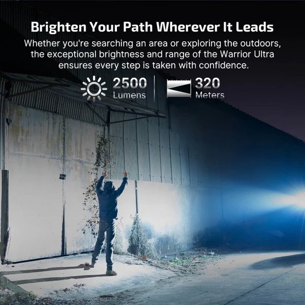 Warrior Ultra LED Torch 2500 Lumens Rugged O Aluminum Flashlight