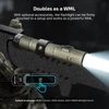 Olight Warrior Ultra flashlight mounted as a weapon mounted light with sROD remote switch on a rifle.