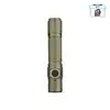 Olight Warrior Ultra tactical flashlight in olive drab green with textured grip and side switch on white background
