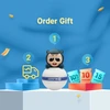 Olight order gift promotion featuring free shipping and discount coupons on blue background